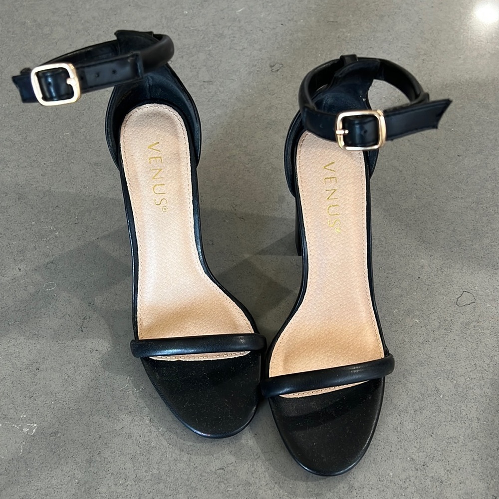 Black open toe heels